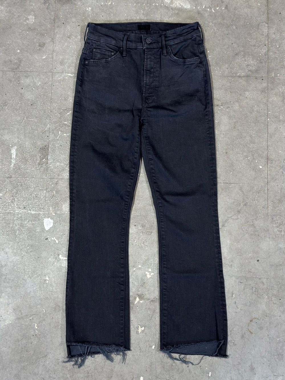 MOTHER The Insider Crop Step Fray Jeans Not Guilty Black High Rise Size 26